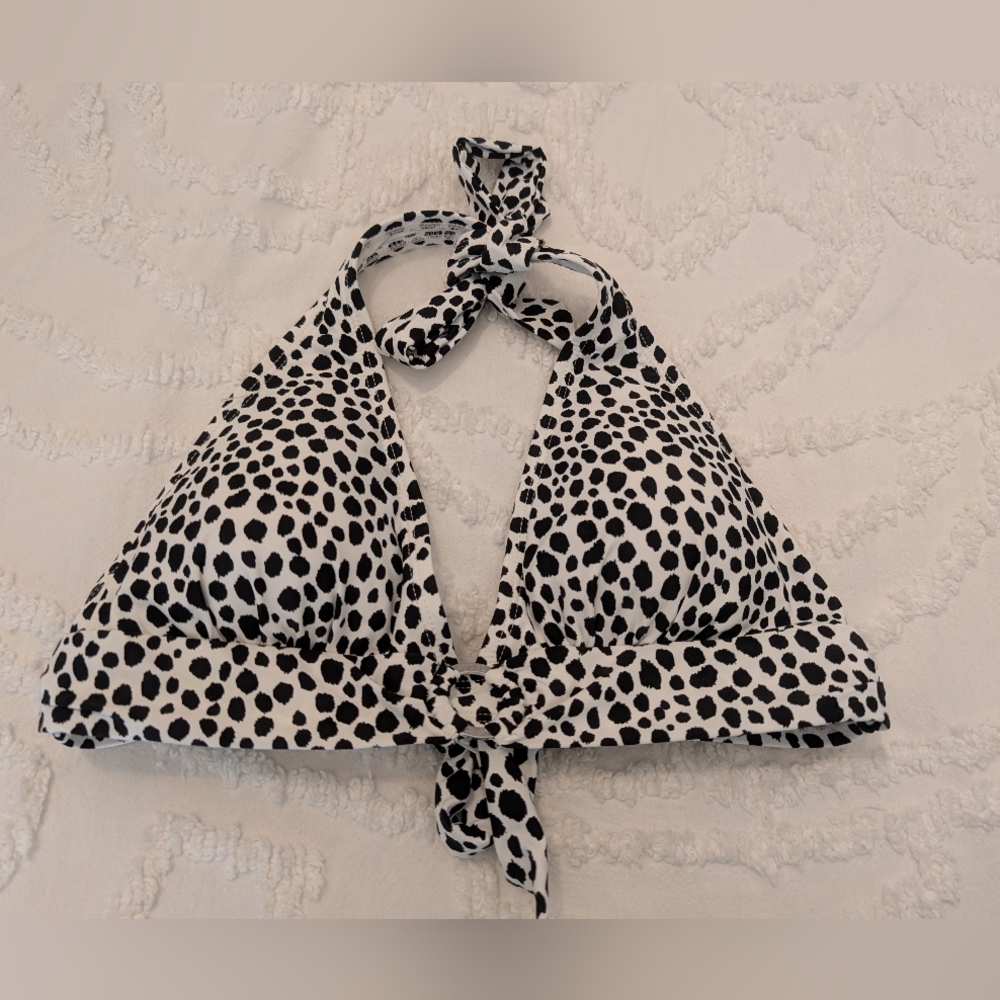 Michael Kors Black White Leopard Bikini Top Halter New Without Tags (Top Only)